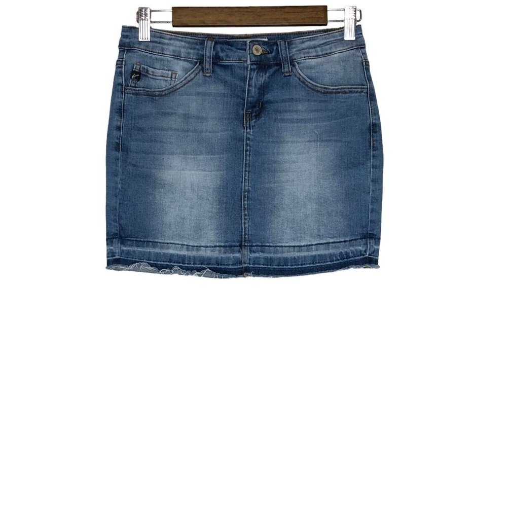 KanCan Womens Denim Raw Hem‎ Mini Skirt Size 5 26